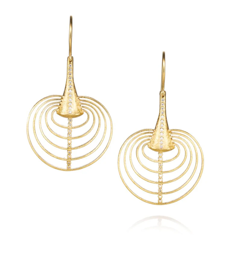 18 Karat Yellow Gold and Diamond Earrings