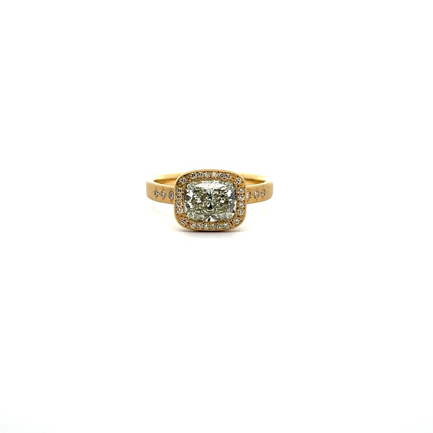 Yellow Gold and Diamond Halo Ring