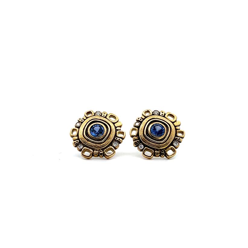Yellow Gold, Sapphire and Diamond Studs
