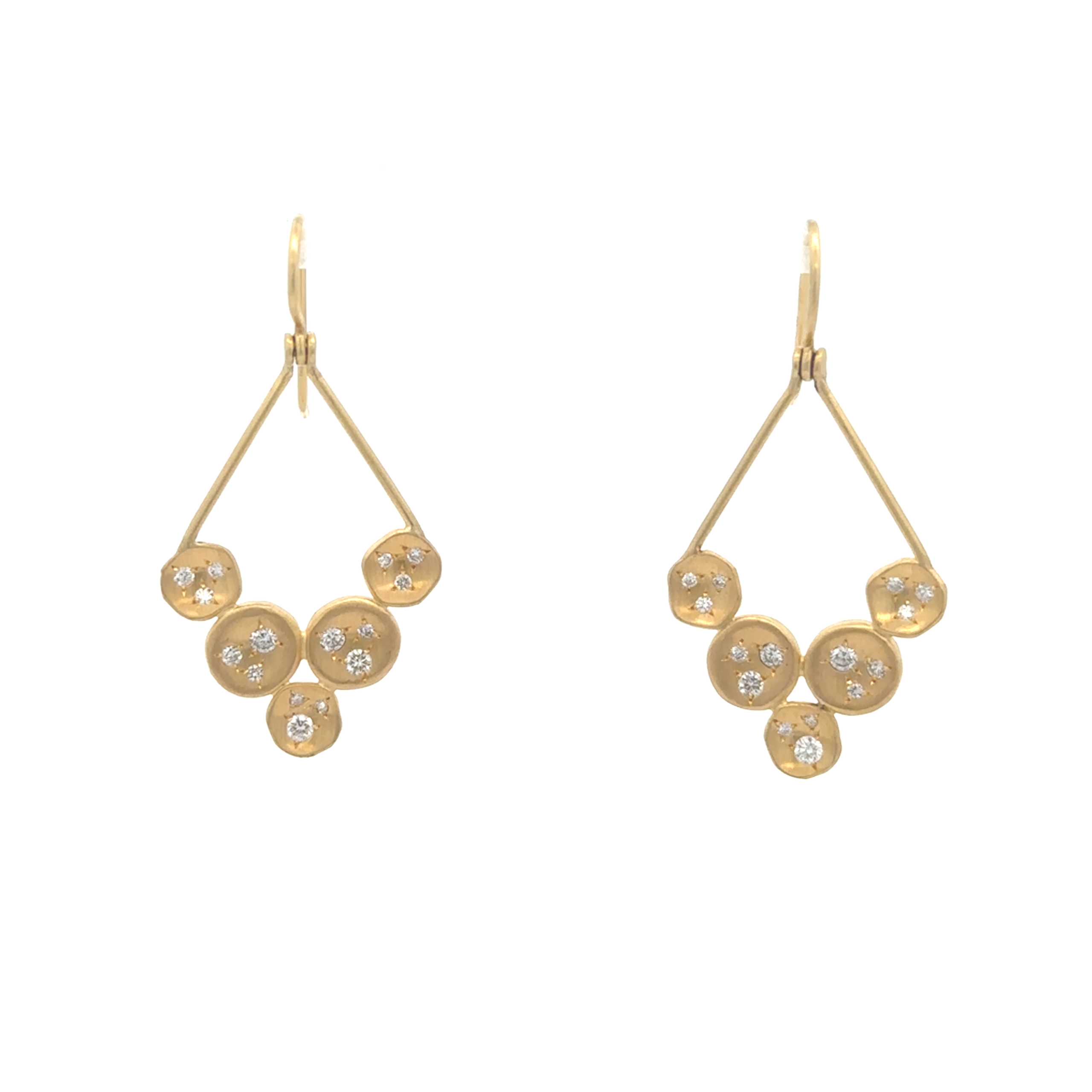 Yellow Gold and Diamond V Earrings