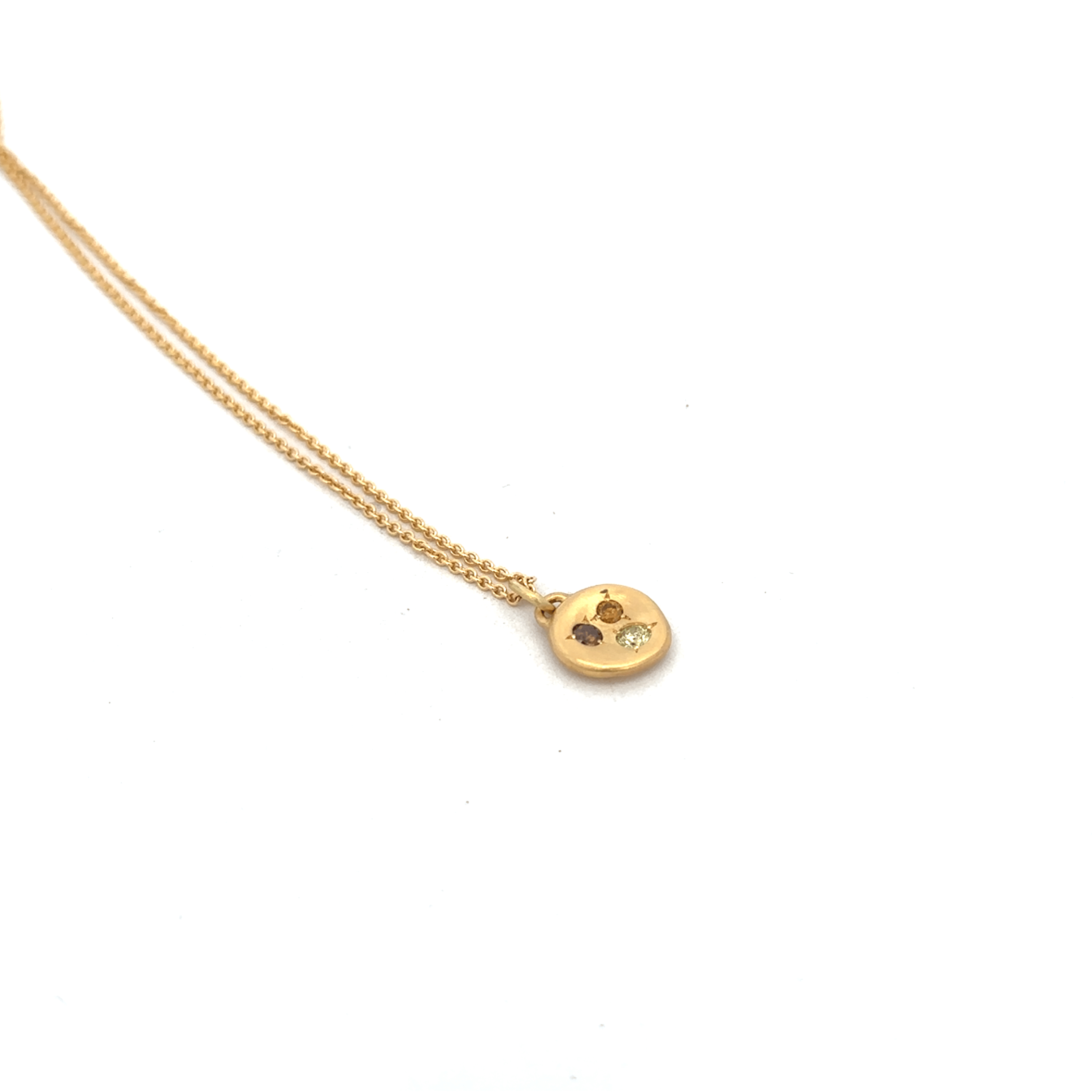 18 Karat Yellow Gold Natural Color Diamond Pendant