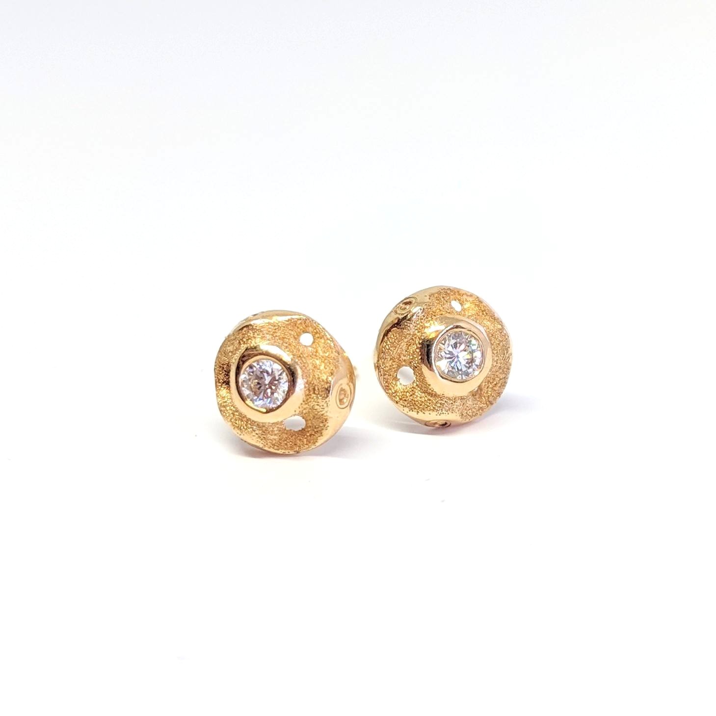 Yellow Gold, Diamond Button Studs