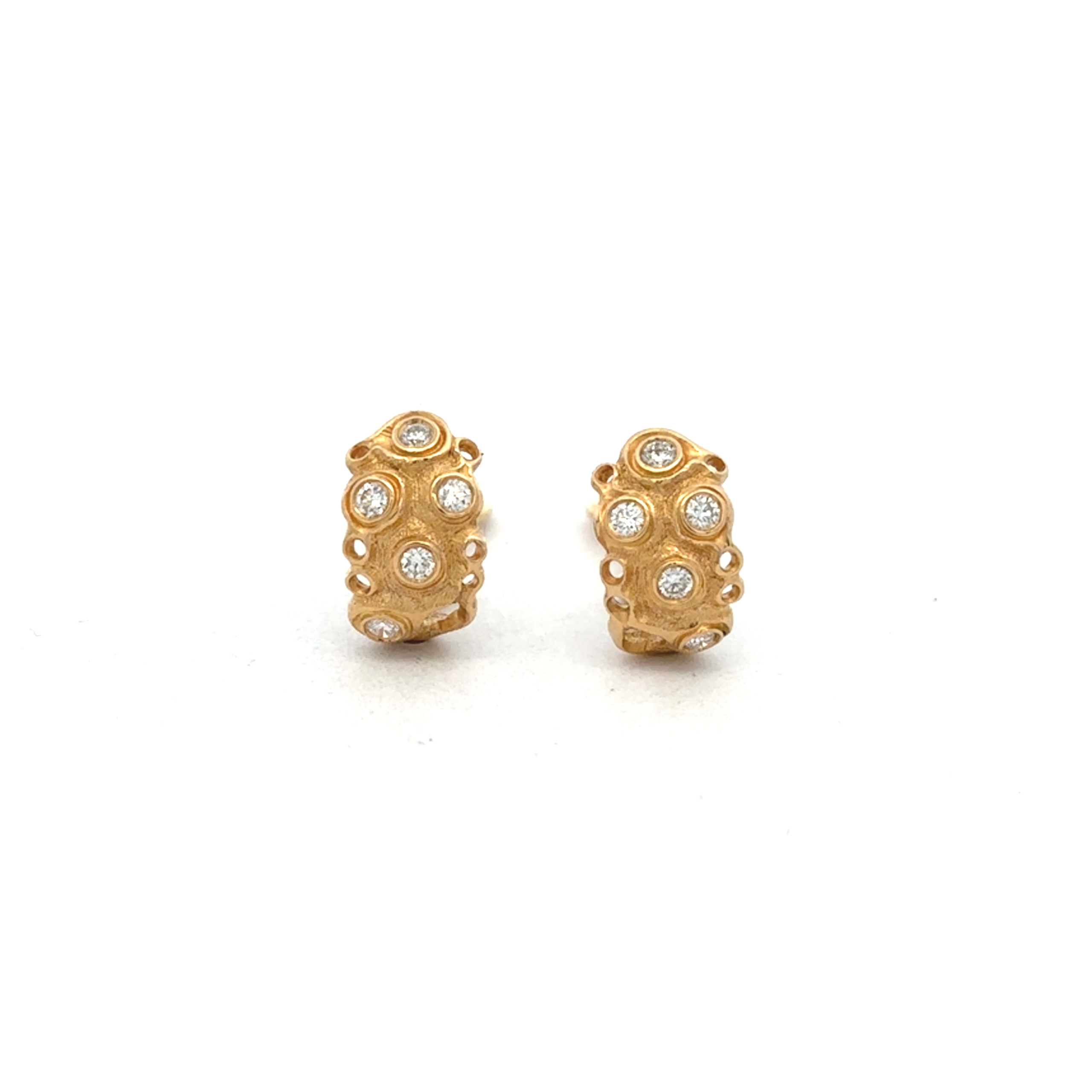 Gold Domed Diamond Earrings