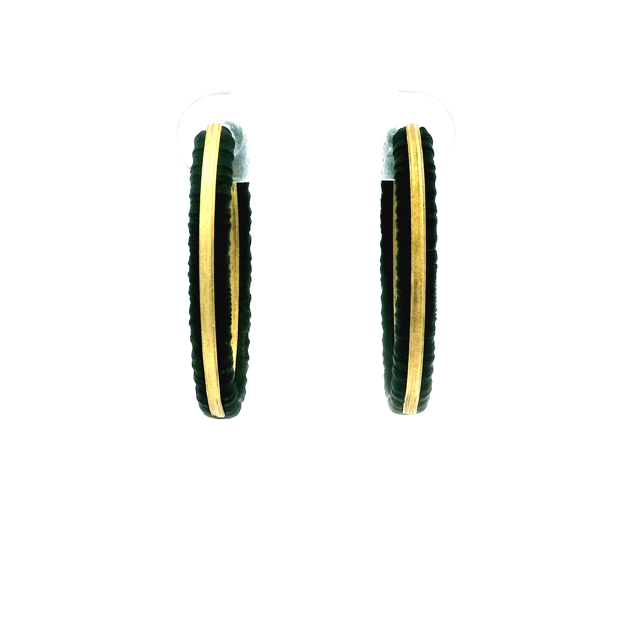 Oval Cobalt Chrome and Yellow Gold Hoops