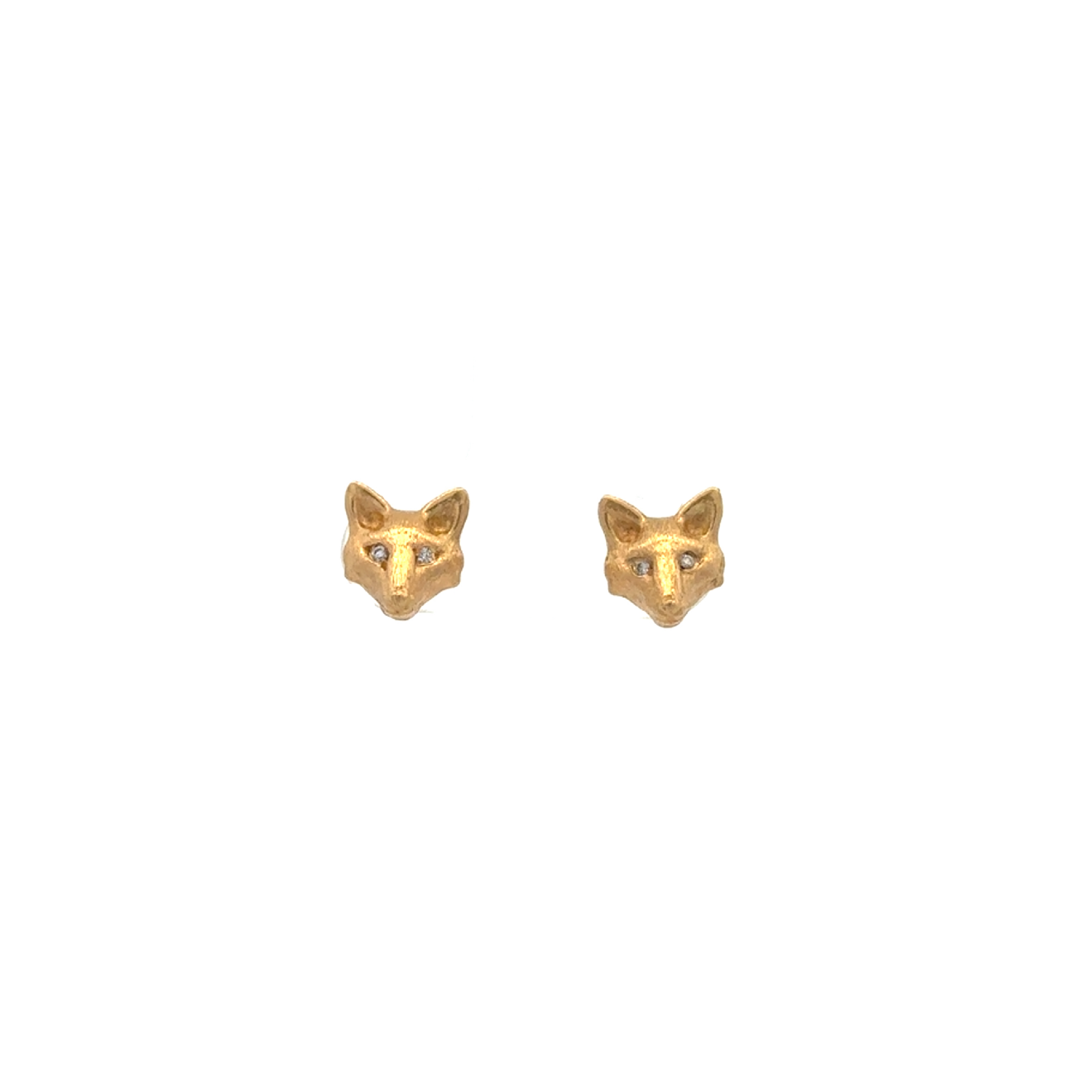 18 Karat Yellow Gold Baby Fox Stud Earrings