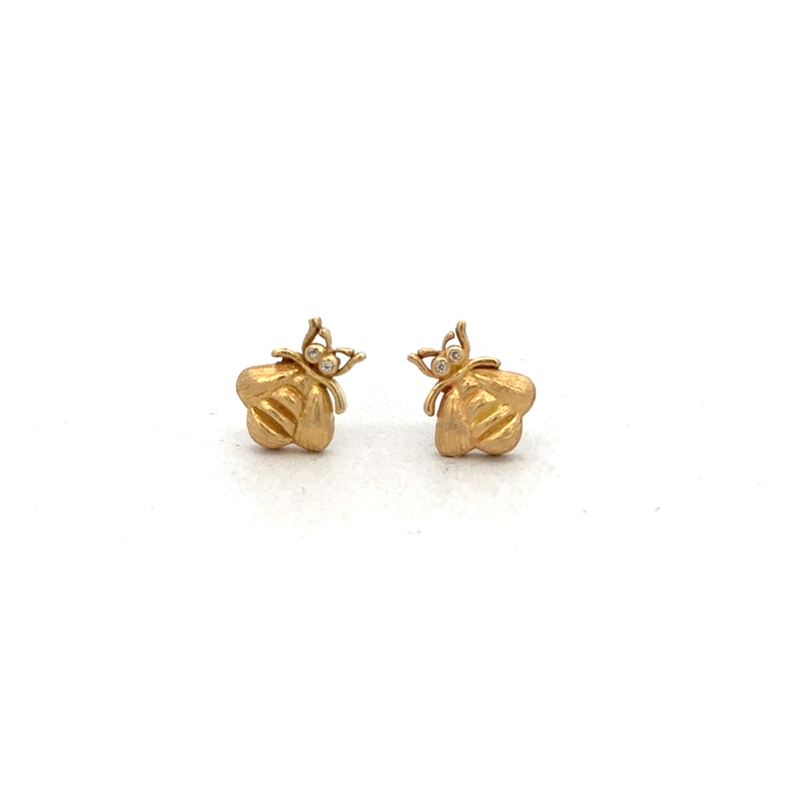 18 Karat Yellow Gold Bumble Bee Stud Earrings