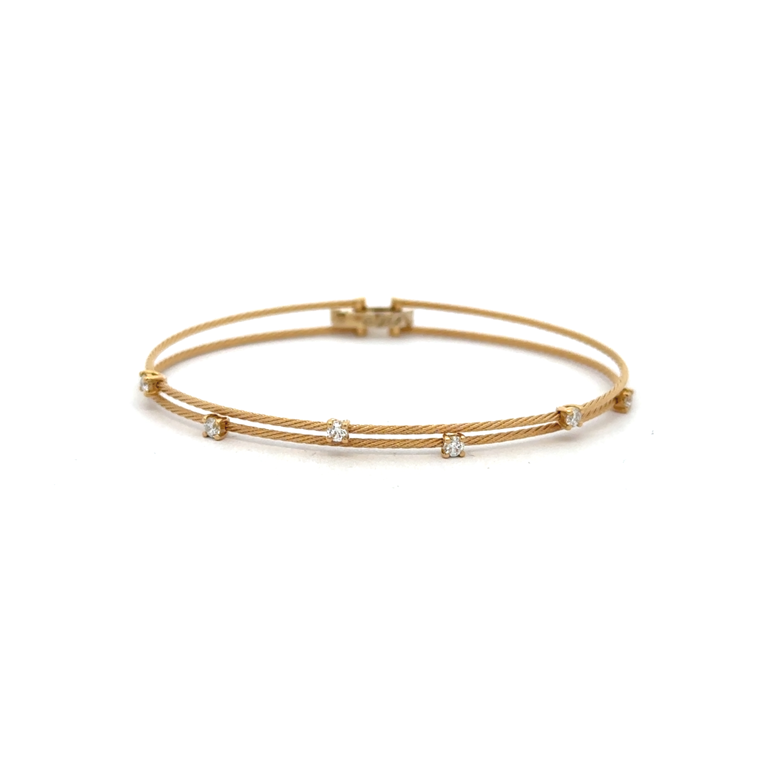 Paul Morelli Yellow Gold Double Unity Bracelet With 6 Diamonds Medium